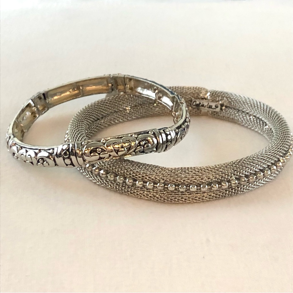 Cookie Lee Set Of 2 Silver Bracelets